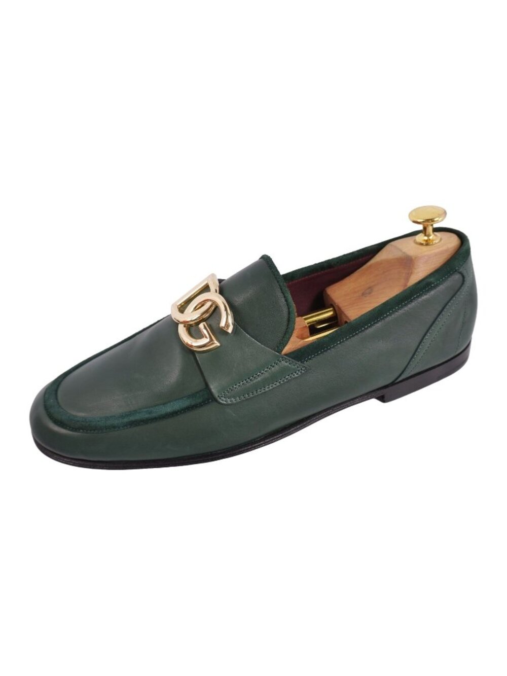 Dolce & Gabbana Loafers Moccasins DG Shoes Leather Green 8